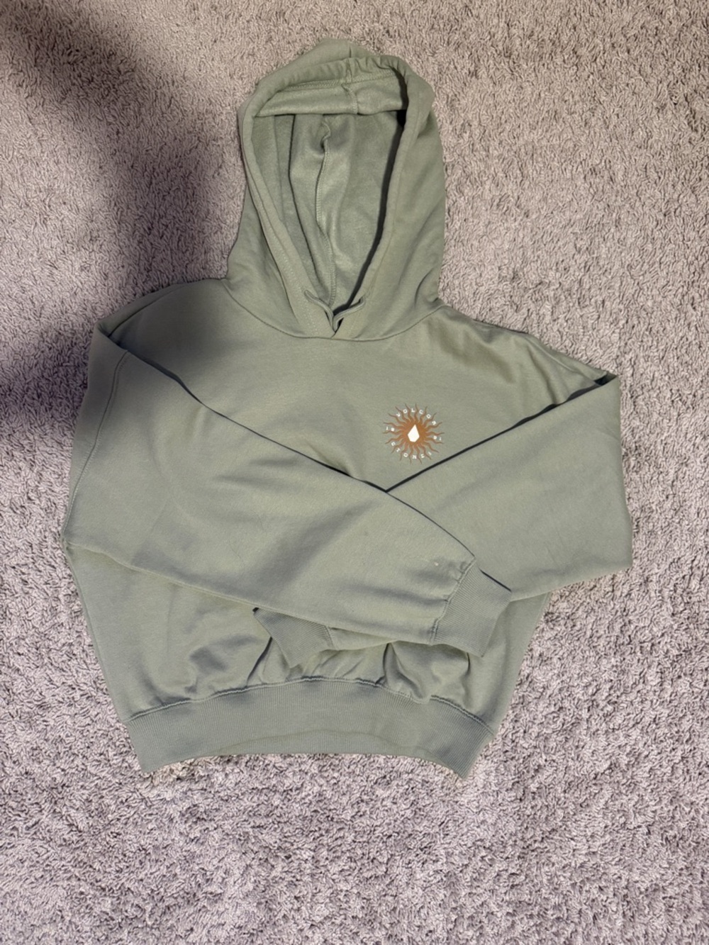Volcom Women's Sage Green Crop top Hoodie